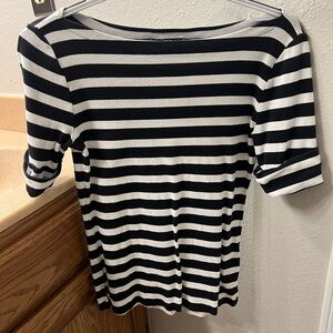 Ralph Lauren Black and White Striped Long Sleeve Top